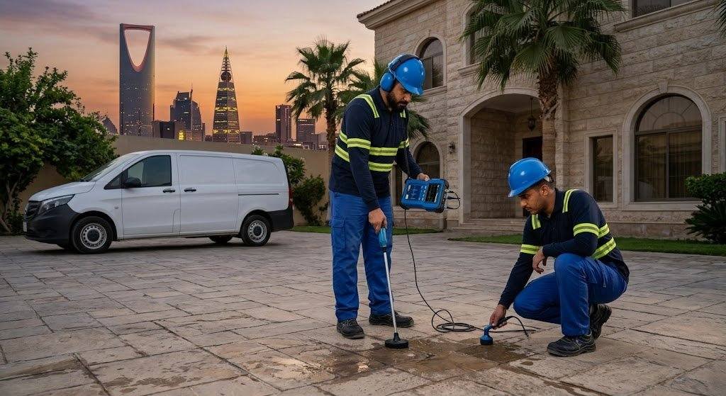 فريق عمل محترف يقوم بفحص وكشف تسربات المياه بدقة وأمان باستخدام أحدث الأجهزة الإلكترونية دون تكسير وبأسعار اقتصادية ضمن خدمات كشف تسربات رخيص بالإحساء لضمان حماية المباني وراحة العملاء.